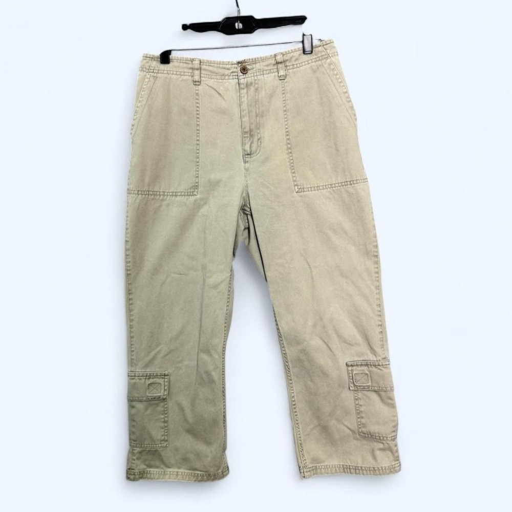 Caribbean Joe Khaki Capri Cargo Pants Sz 8 Utility Coastal Grandma Casual 90s